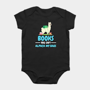 Funny Books T shirt Alpaca Llama Reading Gift for Men Women Baby Bodysuit